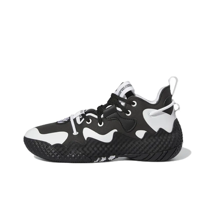 Adidas Harden Vol.6 Abrasion Resistant Low Top Performance Basketball Shoes Black White Teenagers-0