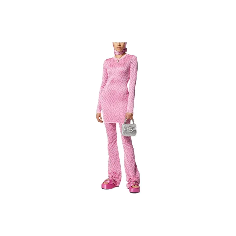 VERSACE SS23 Long Sleeved Dress Women's Pink-1