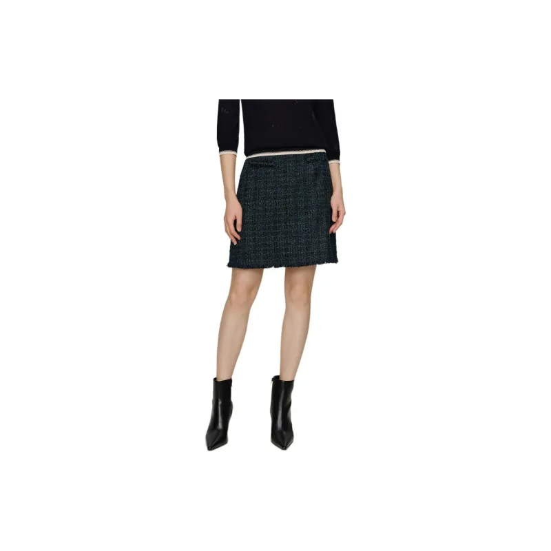 JZ. ANNAKRO Casual Short Skirts Women's Black Plaid-1