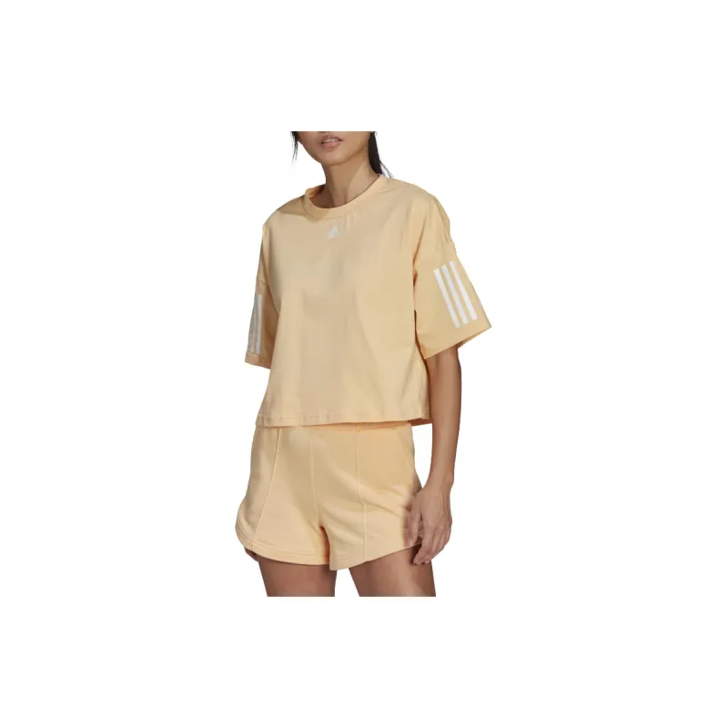Adidas Drop Shoulder Sleeve T Shirt Women's Yellow-1