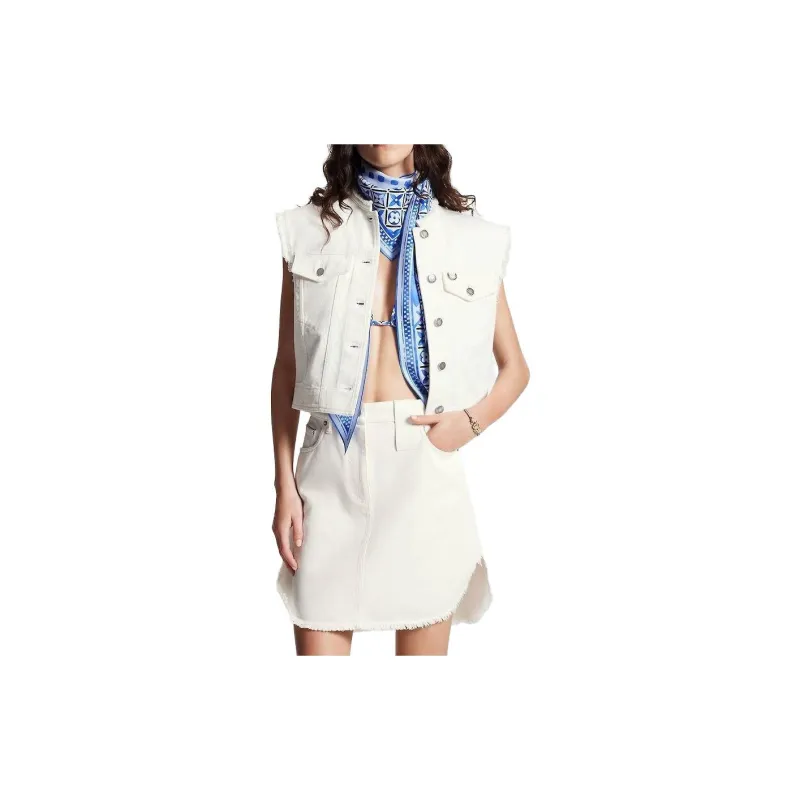 LOUIS VUITTON Frayed Hem Denim Skirt-2
