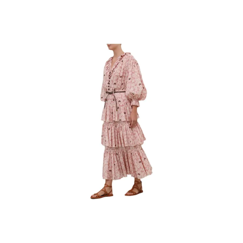 Zimmermann Pink Tiered Ottie Midi Dress-3
