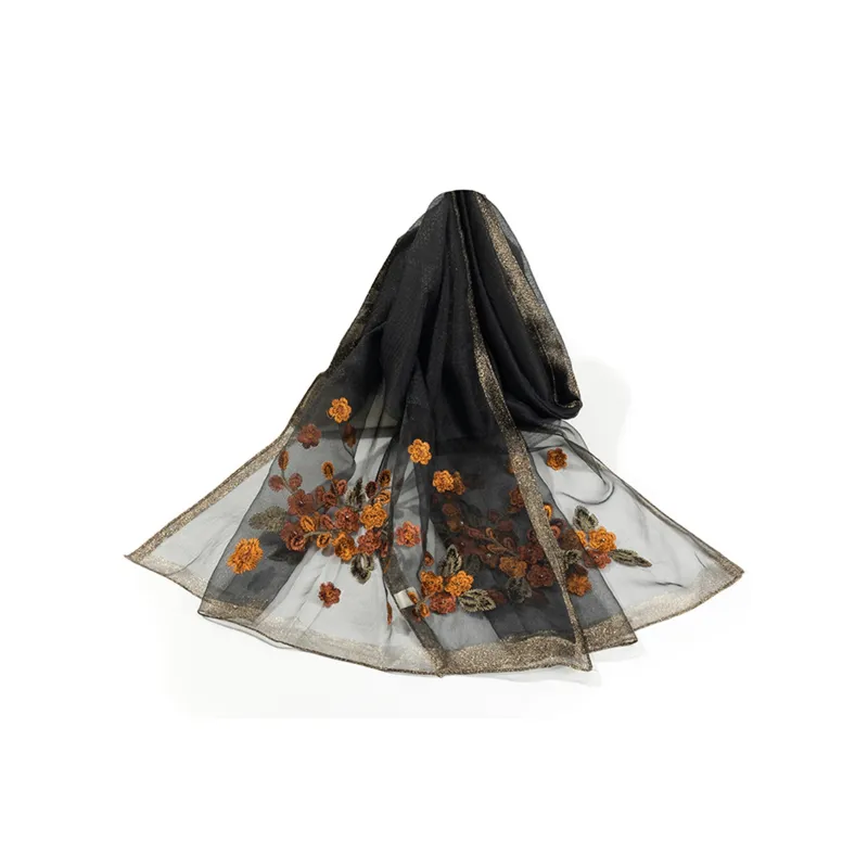 Shanghai Story Polyester Silk Scarves Women's Beaded Feather Fall-22