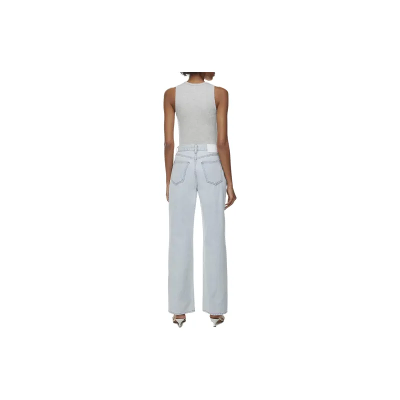 ARITZIA Denim Forum The Farrah Hi-Rise Wide Jean Jeans Women's Bleach Bleu/White Blue-1