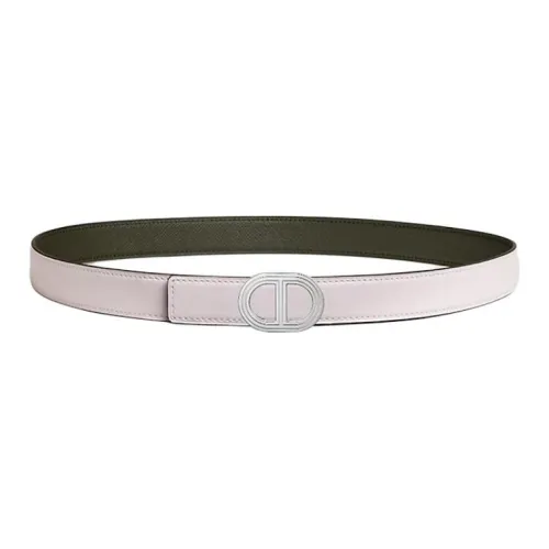 HERMES Calfskin Leather Belts Women's Light Purple Gray Green Width: 2.4cm