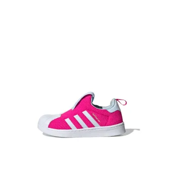 Adidas Originals Superstar Series 360 C Low Top Skateboard Shoes Pink Gray White Children Aged 3 7 Years Old