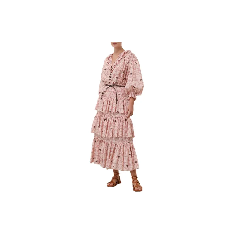 Zimmermann Pink Tiered Ottie Midi Dress-1