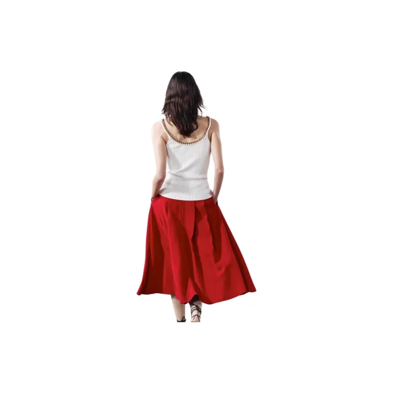 ZARA Casual Long Skirts Women's Red-4