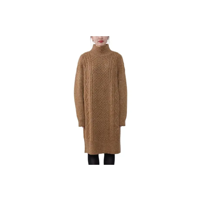 Beams Long Sleeved Dress Women's Mustard Yellow-1