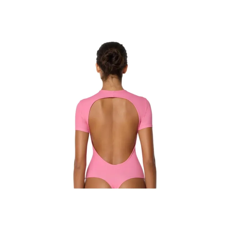 Khy x IOANNES FW24 Smooth Stretch Open Back Bodysuit Bodysuits Women's Pink Peony-1