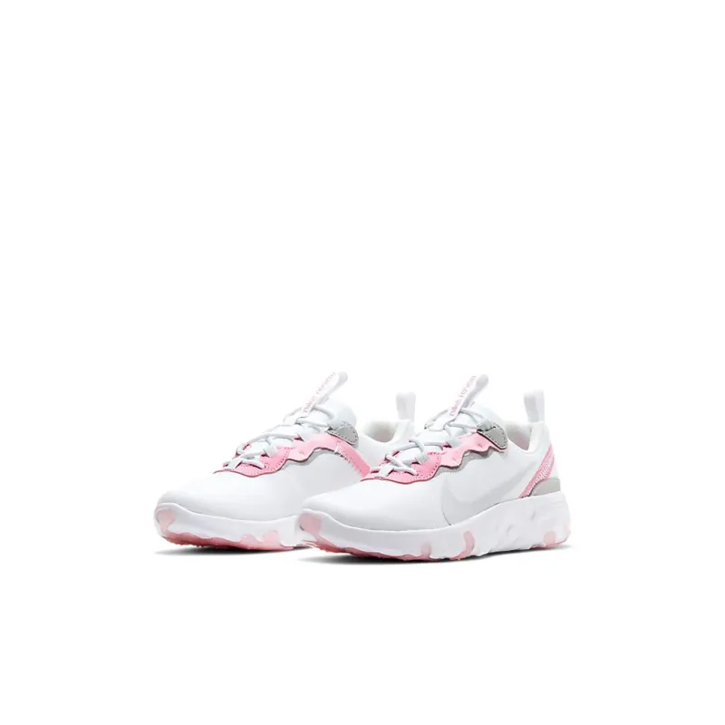 Nike React Element 55 Cushioned Slip Resistant Low Top Kids' Running Shoes Pink White Children Aged 3 7 Years Old-2