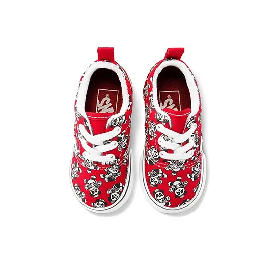 Vans Era Elastic Lace Anti Slip And Wear Resistant Lightweight Low Top Skateboard Shoes Red White Infant And Toddler-2