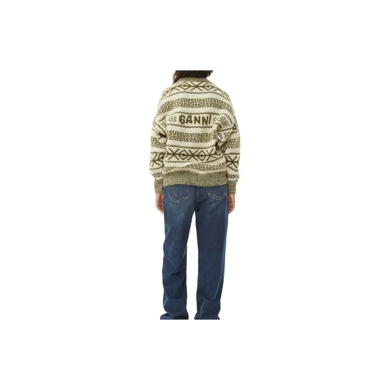 GANNI FW23 Sweater Knitwear Women's Avocado Green-3