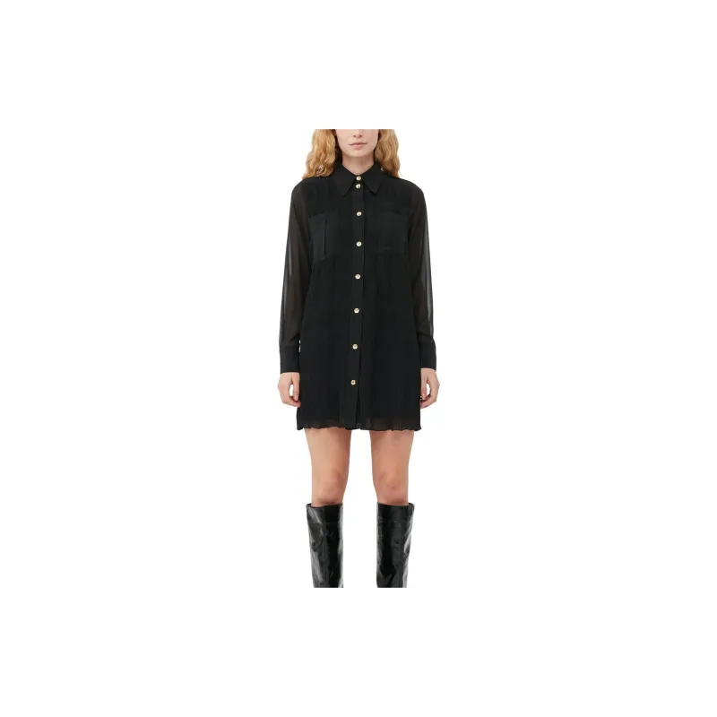 GANNI Georgette Straight point Collar Dress-2