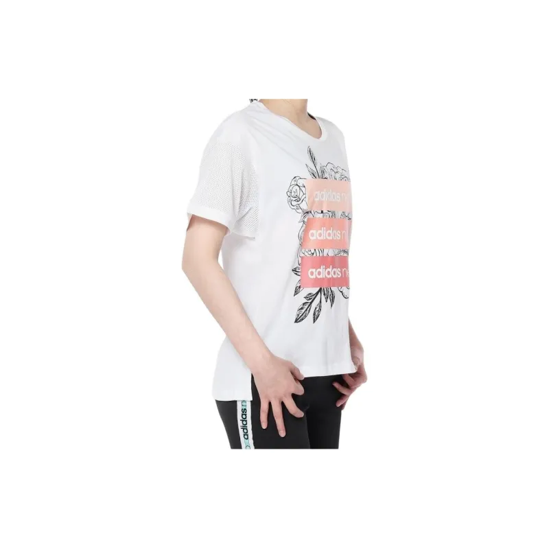 Adidas Neo Drop Shoulder Sleeve T Shirt Women's White-2