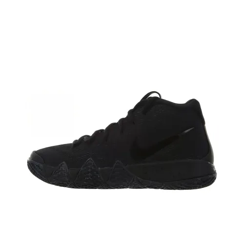 Nike Kyrie 4 'Triple Black' Kyrie 4 Slip Resistant Shock Absorbers Mid Top Performance Basketball Shoes Black Teenagers