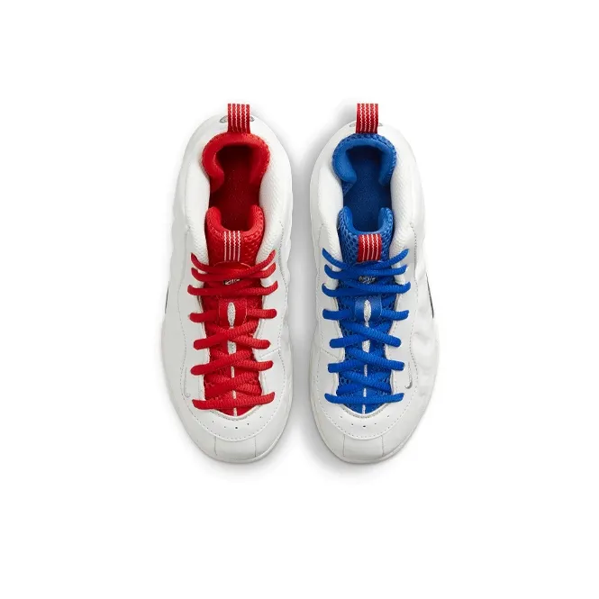 Nike Foamposite One Little Posite Oneb Mid-Top Vintage Basketball Shoes White Blue Red Children Aged 3-7 Years Old-3