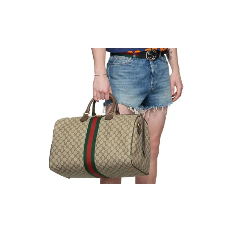 GUCCI Ophidia Canvas With Leather Travel Bags Shoulder Bag Crossbody Bag Handbag Medium Size Unisex Ebony/Brown-4