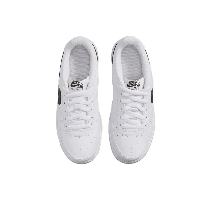 Nike Air Force 1 Low Cut Out Swoosh White Black GS-3