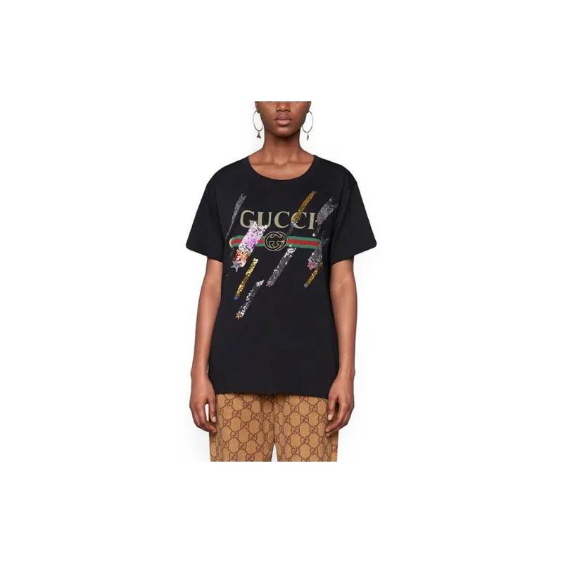 GUCCI Logo T shirt With Shooting Stars-1