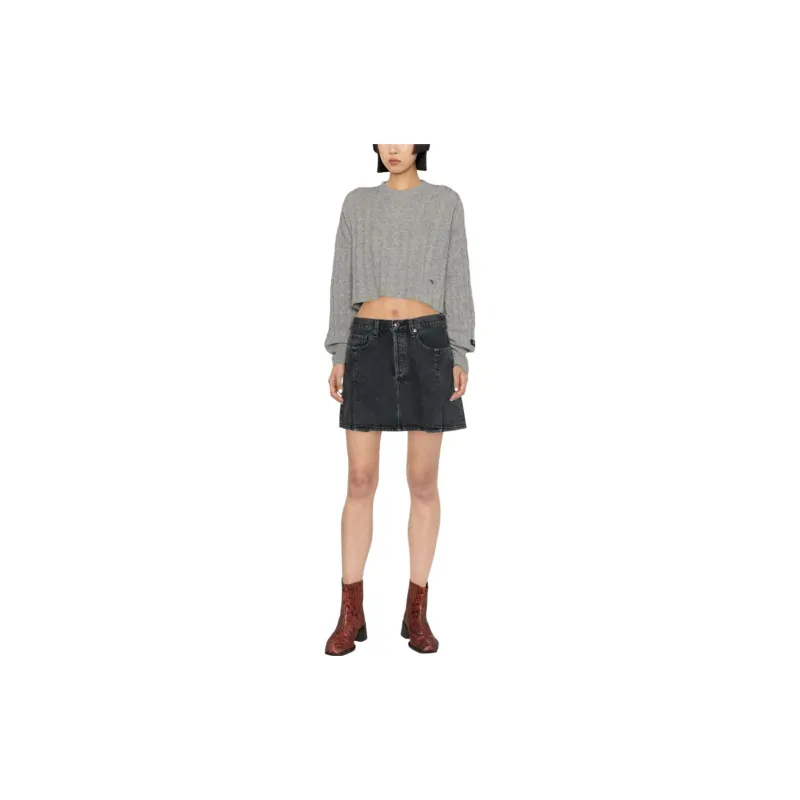 AGOLDE Pleated Mini Denim Skirt-1