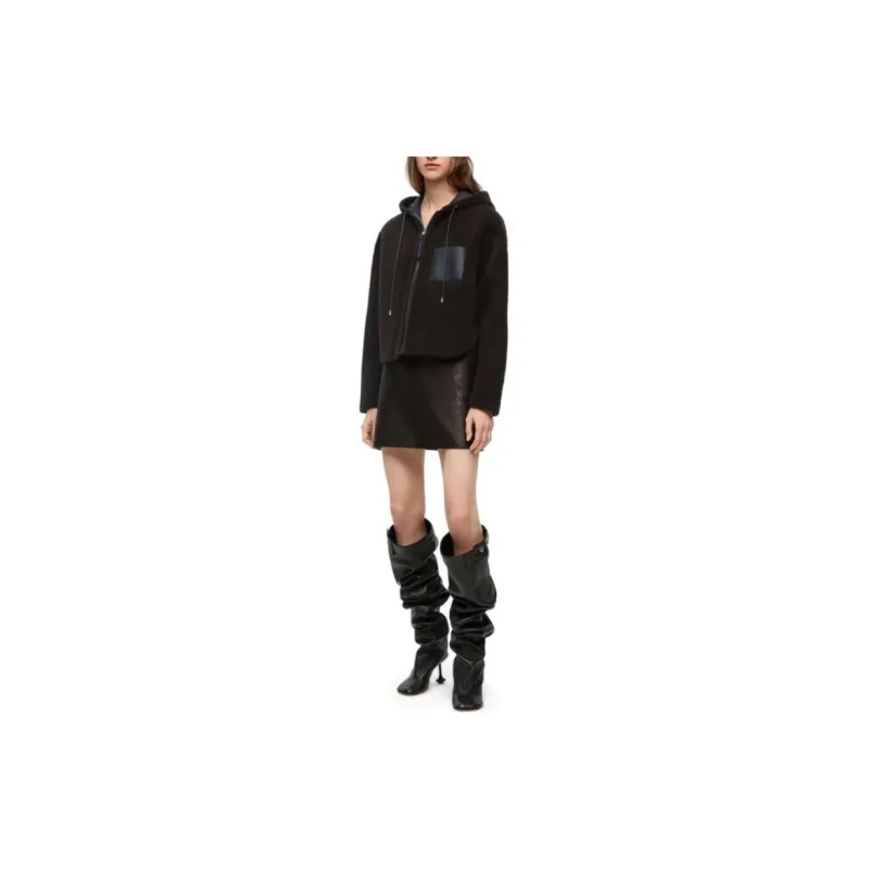 LOEWE Anagram-embossed Hooded Shearling Jacket-2