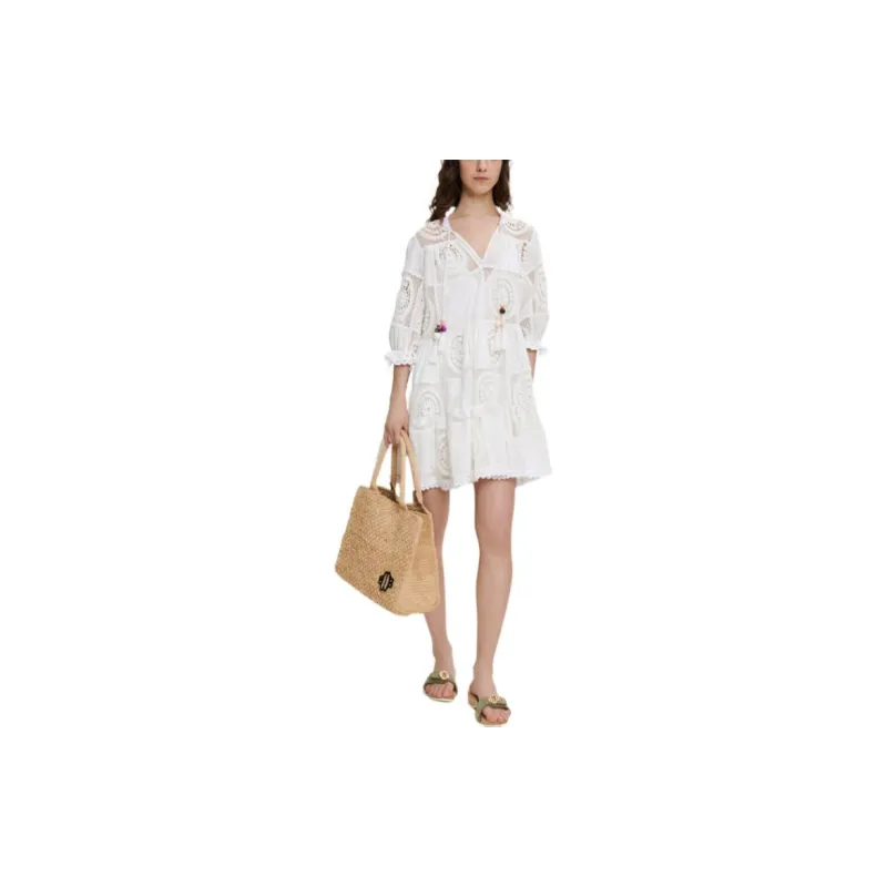 Maje Short-Sleeved Dresses Women's White-1