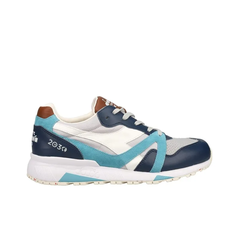 Diadora N9000 Anti-Slip Wear-Resistant Low-Top Casual Shoes Men's Blue White-1