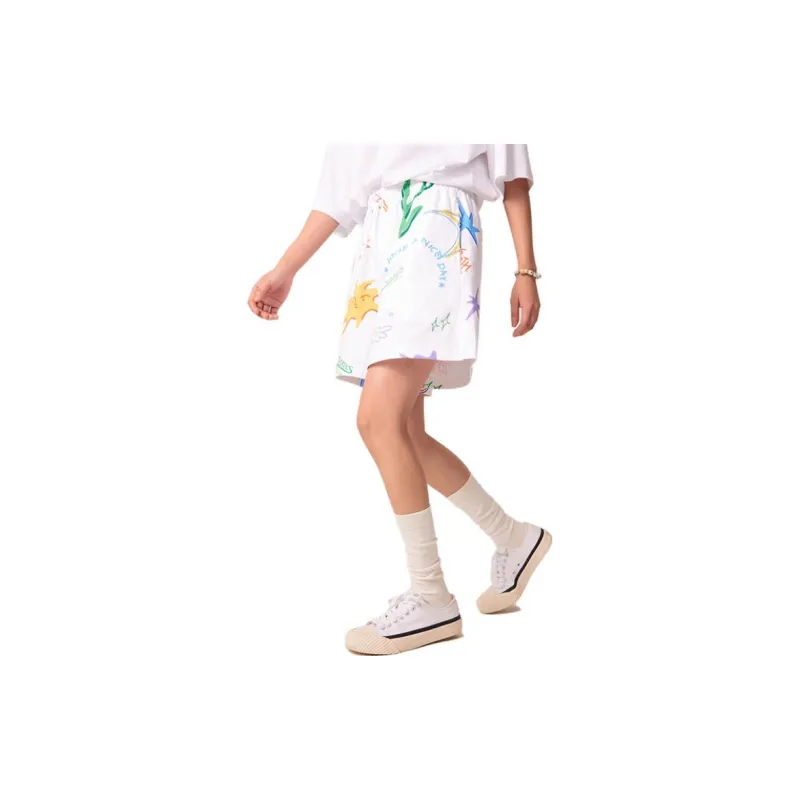 Dickies Casual Shorts Women's White Graffiti All Over Print-1