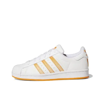 Adidas Originals Superstar Series J Wear Resistant Low Top Kids' Skateboarding Shoes White Orange Teenagers