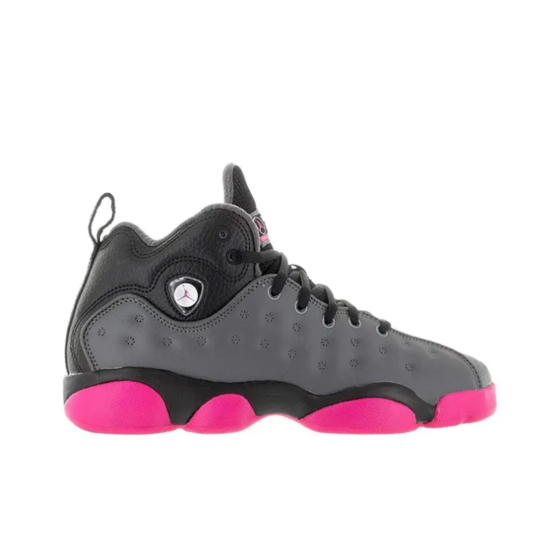 Jordan Jumpman Team II Mid Top Children's Basketball Shoes Black Gray Pink Unisex-1
