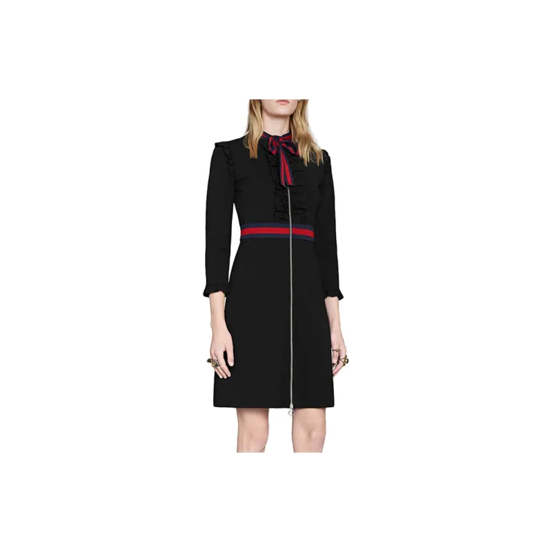 GUCCI Long Sleeved Dress Women's Black-3
