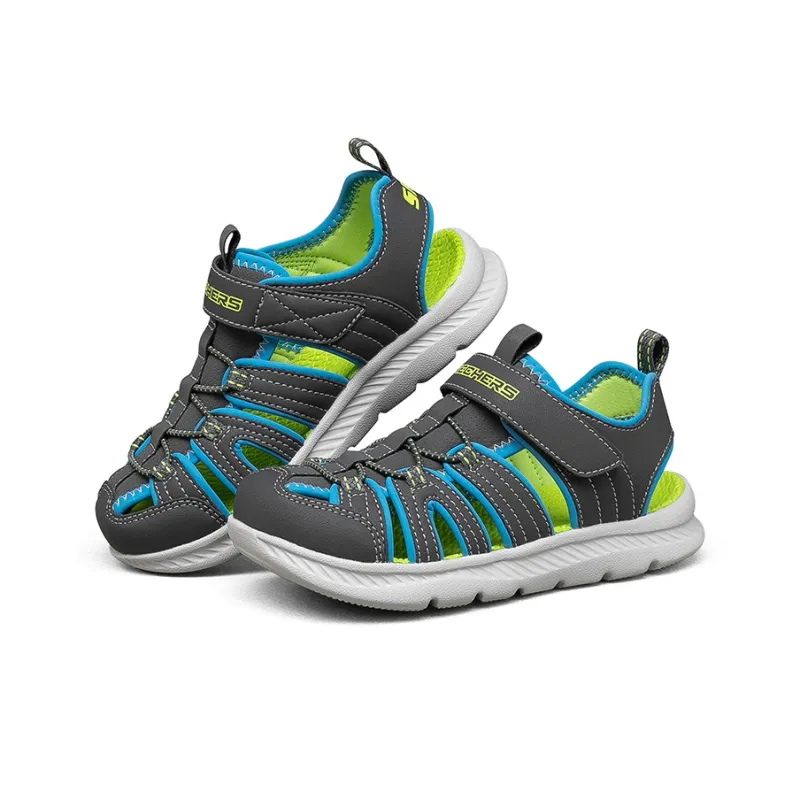 Skechers Kids Anti-Slip And Wear-Resistant Breathable Children's Sandals Green Gray Black Teenagers-2