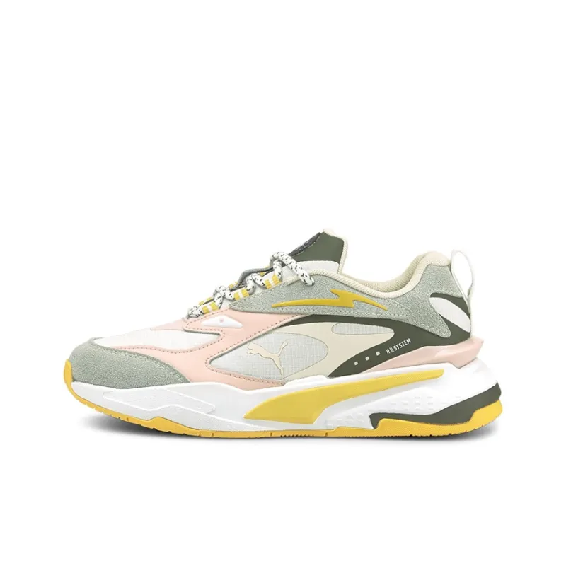 PUMA RS-Fast Time4Change Cushioned Slip-Resistant Low-Top Kids' Running Shoes Gray Green Pink Teenagers-0