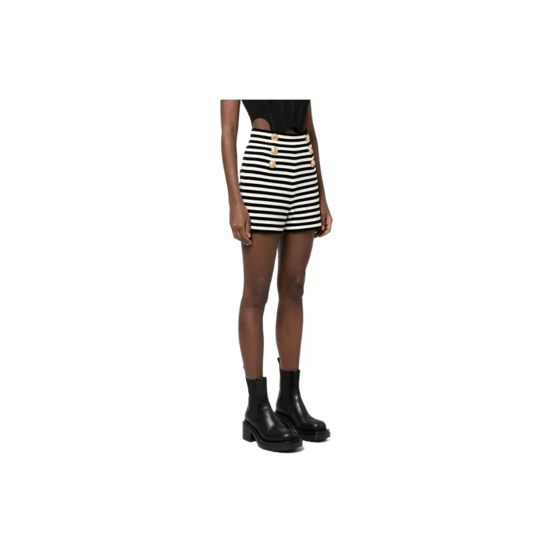BALMAIN Striped Cotton Shorts-2