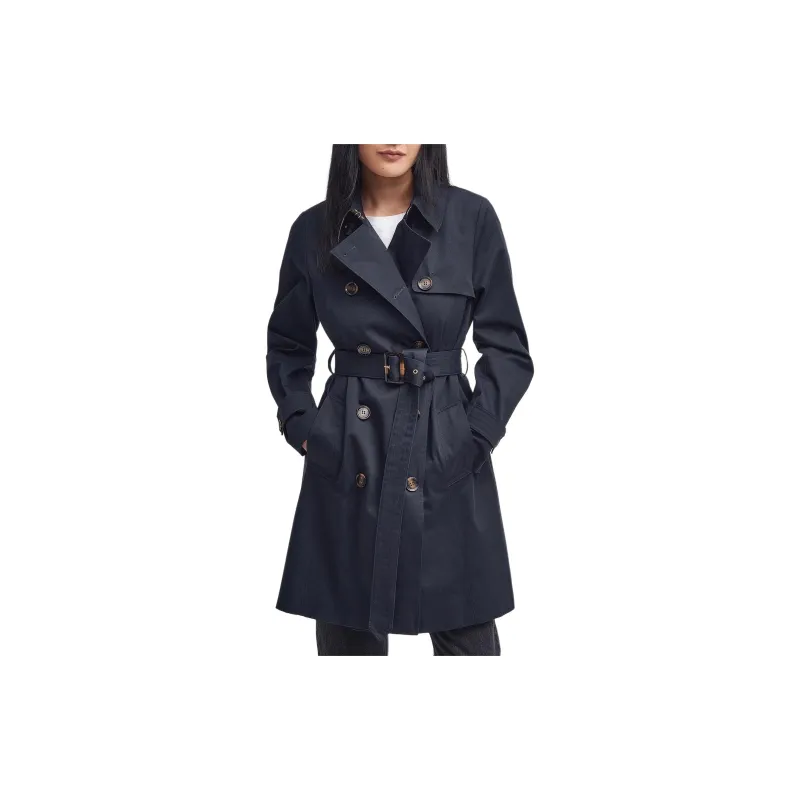 BARBOUR SS24 Short Greta Showerproof Trench Coat Trench Coat Women's Marine Blue-1