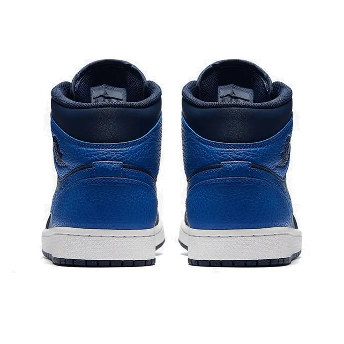 Jordan Air Jordan 1 Mid Lightweight Shock Absorbers Mid Top Children's Basketball Shoes Royal Blue Unisex-4