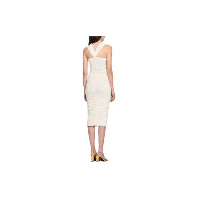 Sandro Ekru Midi Elbise Sleeveless Dress Women's Ecru-1