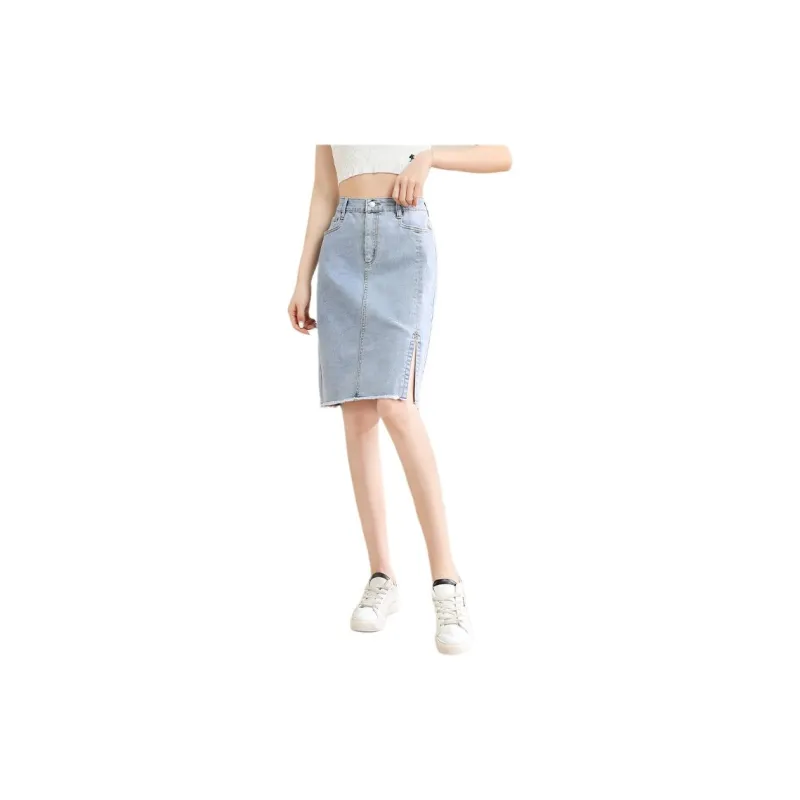 JEANSWEST Denim Short Skirts Women's Light Blue-1