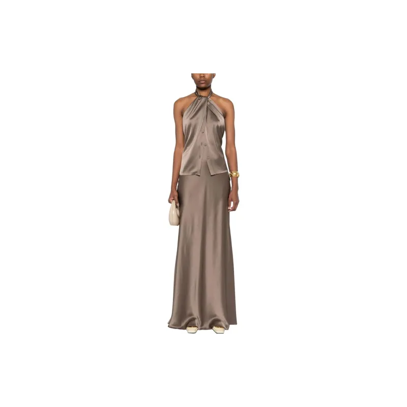 NANUSHKA Neline Draped Slip Satin Top-1