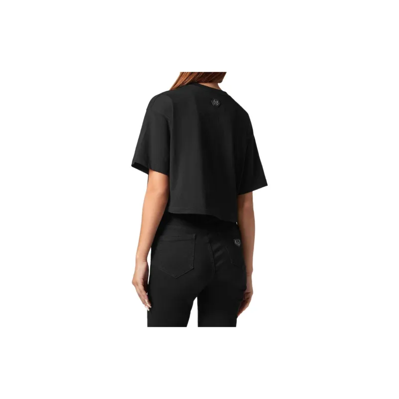 PHILIPP PLEIN Smile Cropped Round Neck T shirt-2