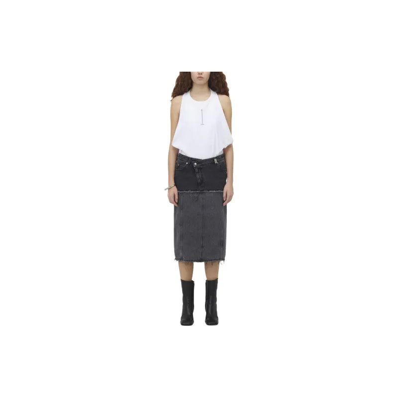Alexander McQueen Two Toned Raw Edge Denim Skirt-1