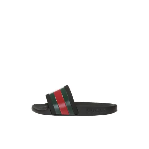 GUCCI CHILDREN'S RUBBER SLIDES WITH WEB