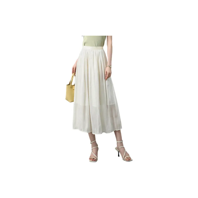 TERRE BLEUE SS24 Casual Long Skirt Women's Apricot-8