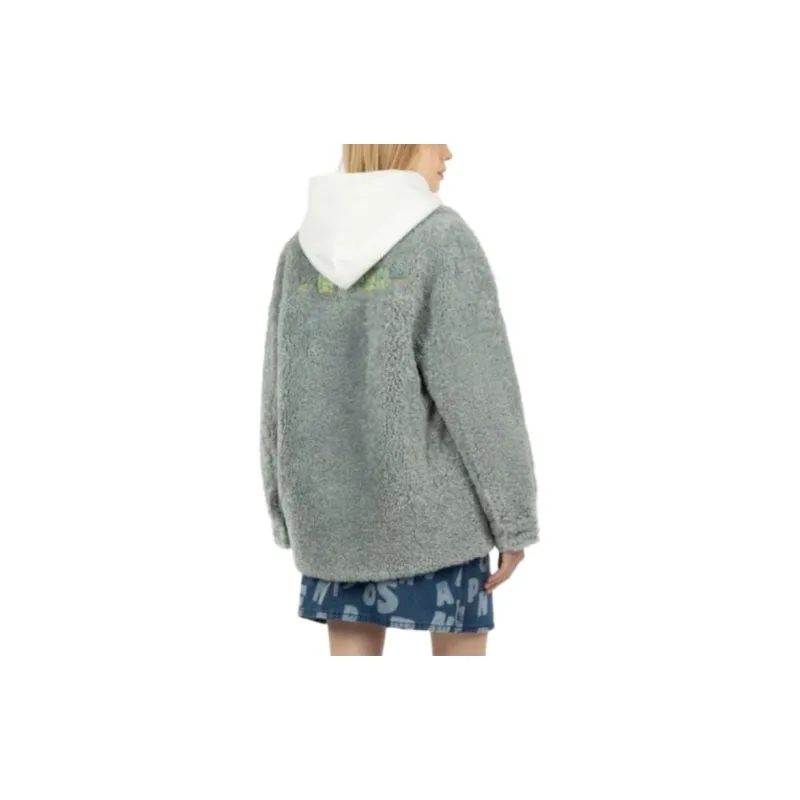 EVISU FW23 Velvet feel Coat Women's Ice Blue-3