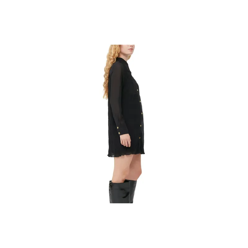 GANNI Georgette Straight point Collar Dress-3