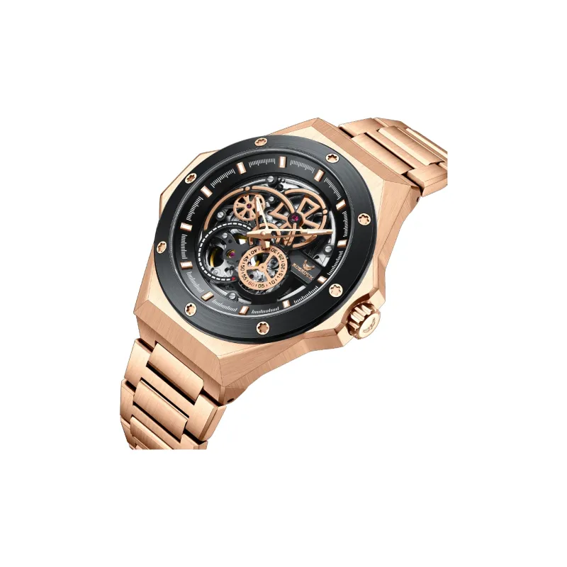 ROERDUM Infinite Universe Collection Leader Mechanical Movement Steel Strap Watch Men's Watches Black Dial-1