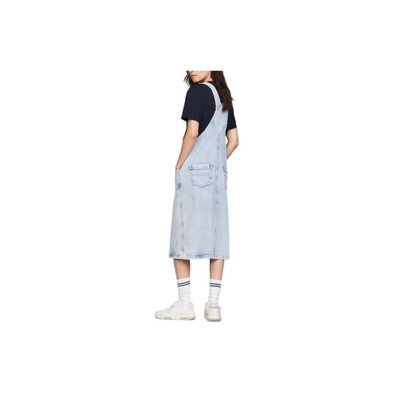 Tommy Hilfiger Denim Dungaree Midi Dress Slip Dresses Women's Blue-2