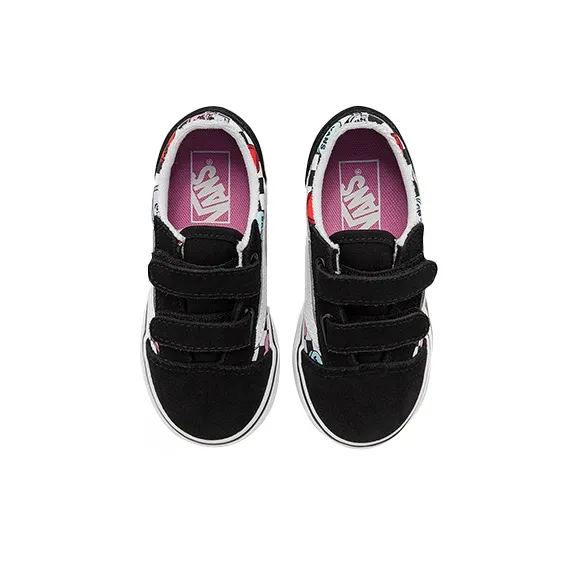 Vans Old Skool Anti-Slip Wear-Resistant Low-Top Toddler Shoes Black White Red Infant And Toddler-2
