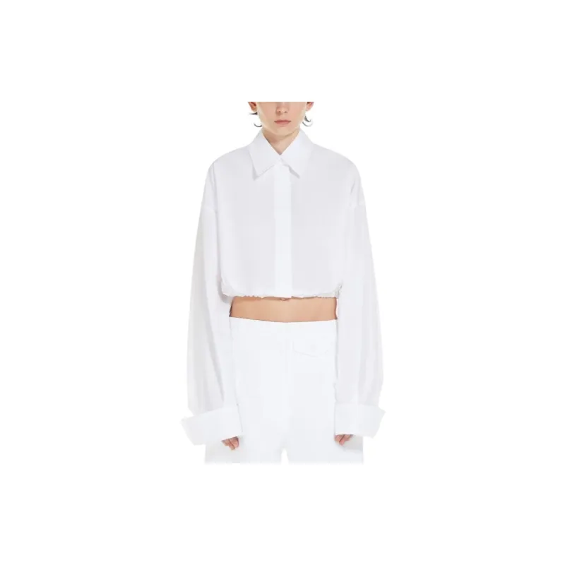 SportMa Sarong Collection Boxy-Fit Drawstring Shirt Shirt Women's White-2
